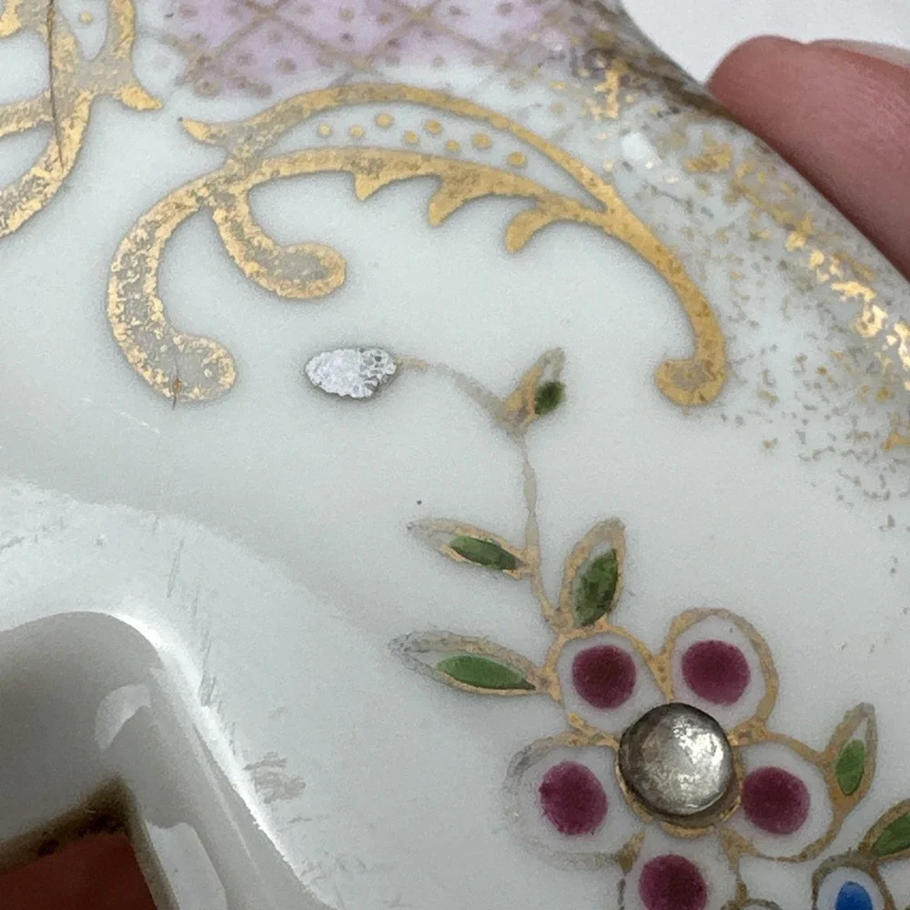 Vintage Lefton's Floral Rhinestones Porcelain Light Switch Plate Cover Pink 2685